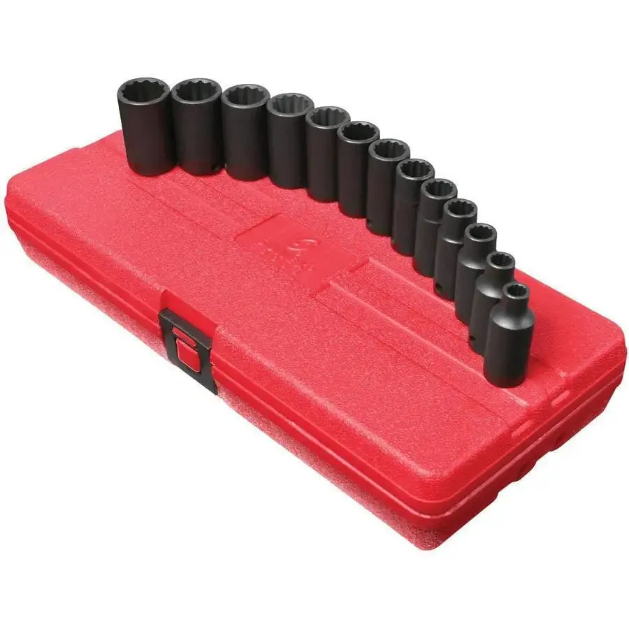 Sunex 13pc 3/8 Drive 12 Point Metric Semi-Deep Impact Socket Set