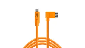 TetherPro USB-C to 3.0 Micro-B Right Angle, 15ft (4.6m), High-Visibility Orange