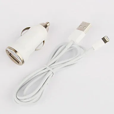 Tiny Car Charger with 100cm Apple 8 Pin Cable for iPhone 6 iPhone 6 Plus iPhone 5,iPod (DC12-24V,1A)