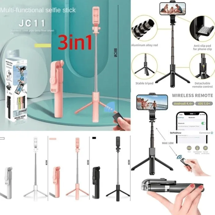 Tripod & Mini Live BroadCast Wireless Selfie Stick JC-11