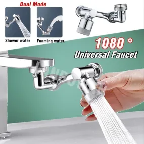 Universal 1080° Rotation Extender Faucet Aerator Plastic Tap Splash Filter Kitchen Washbasin Faucets Bubbler Nozzle Robotic Arm