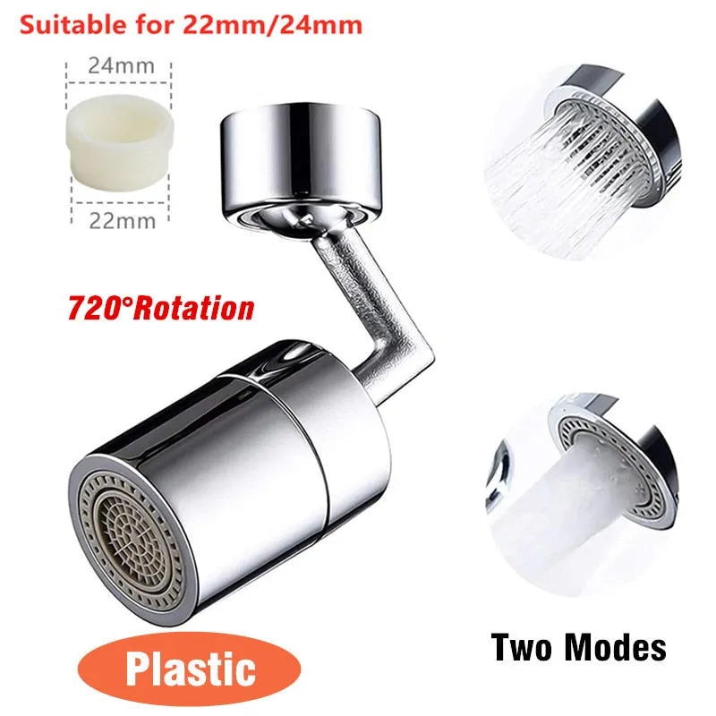 Universal 1080° Rotation Extender Faucet Aerator Plastic Tap Splash Filter Kitchen Washbasin Faucets Bubbler Nozzle Robotic Arm