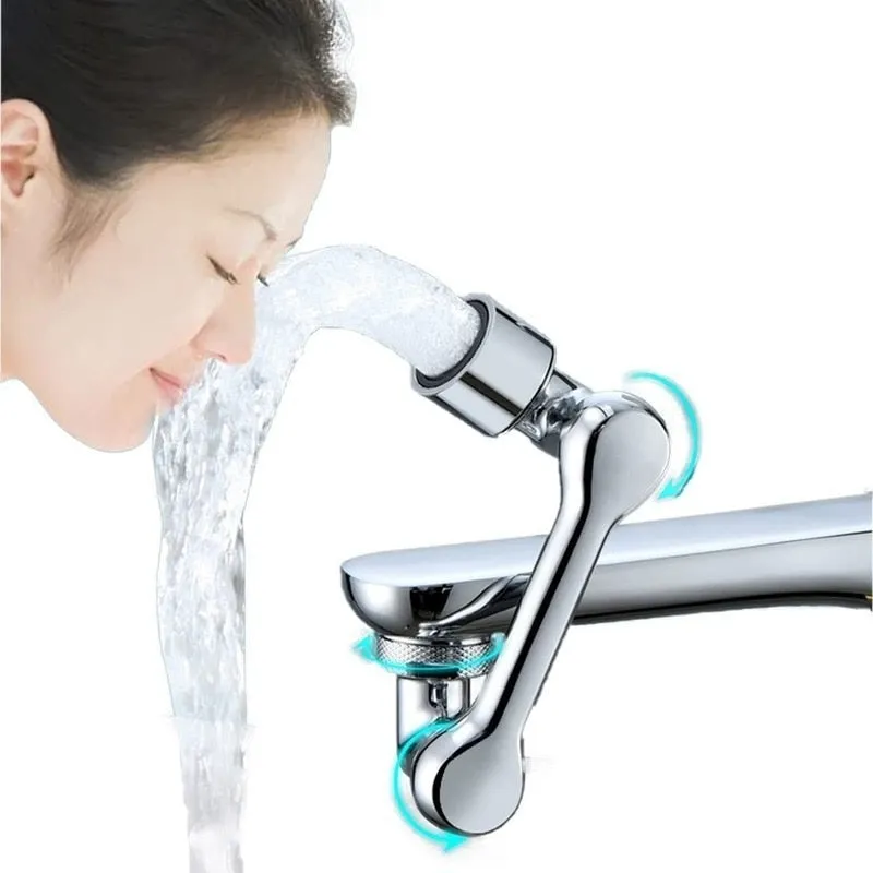 Universal 1080° Rotation Extender Faucet Aerator Plastic Tap Splash Filter Kitchen Washbasin Faucets Bubbler Nozzle Robotic Arm