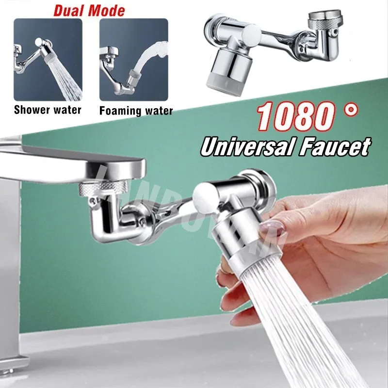 Universal 1080° Rotation Extender Faucet Aerator Plastic Tap Splash Filter Kitchen Washbasin Faucets Bubbler Nozzle Robotic Arm