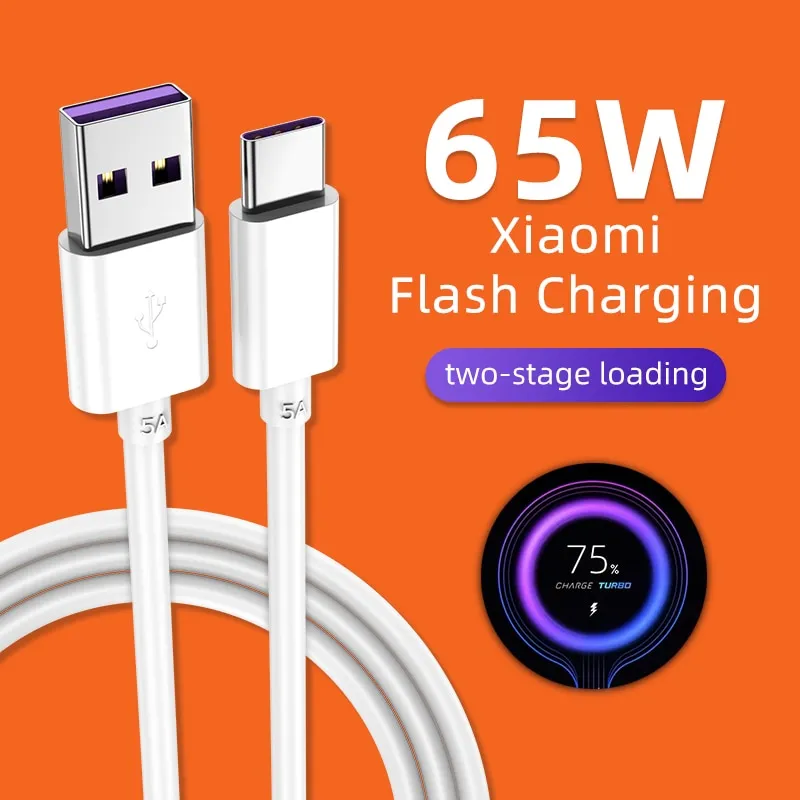 USB Cable Type-C Fast Charging 5A For Xiaomi Mi 10 Ultra Redmi Smart Phone