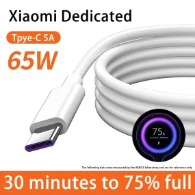 USB Cable Type-C Fast Charging 5A For Xiaomi Mi 10 Ultra Redmi Smart Phone