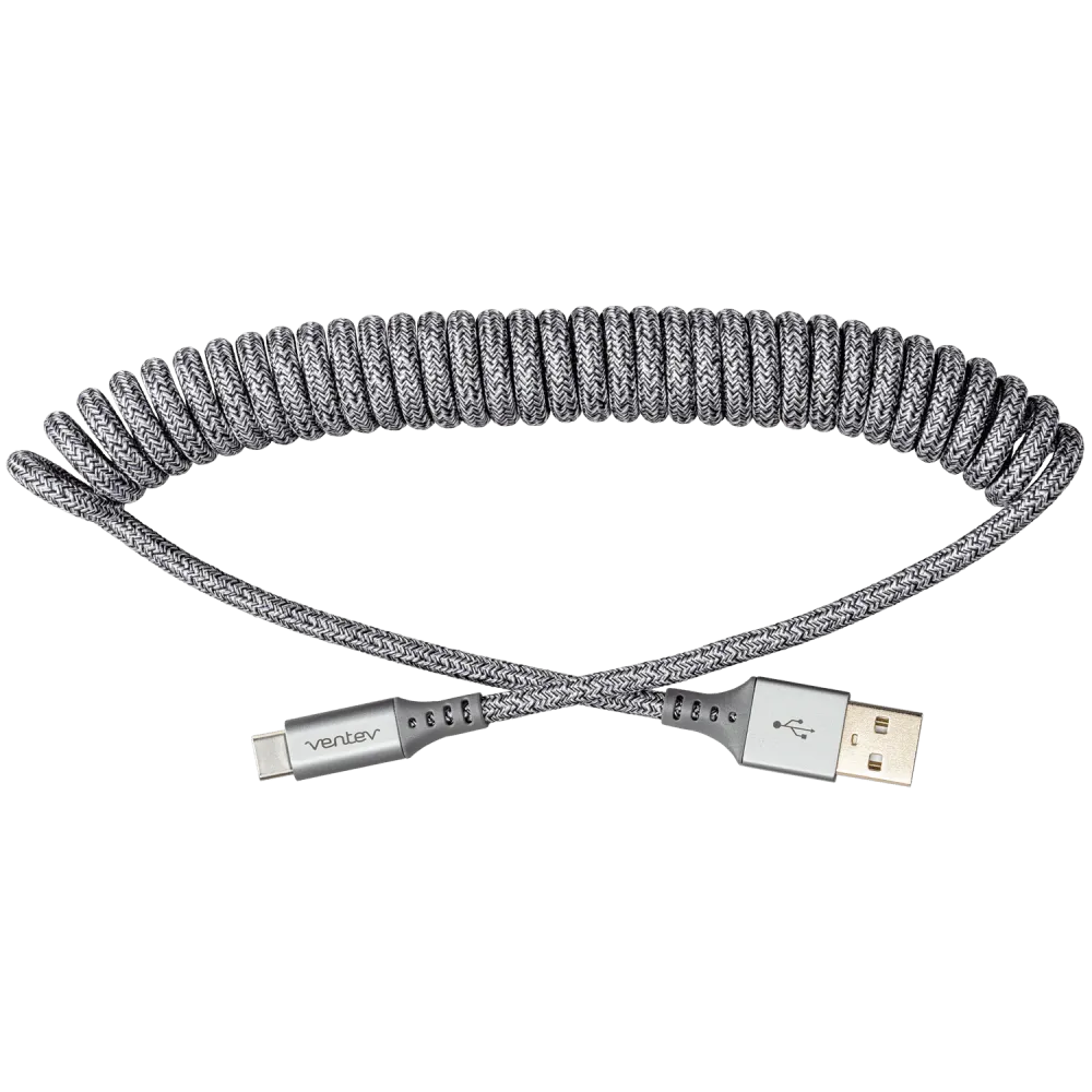 Ventev Helix USB A to USB C High Speed Travel Cable Gray by Ventev