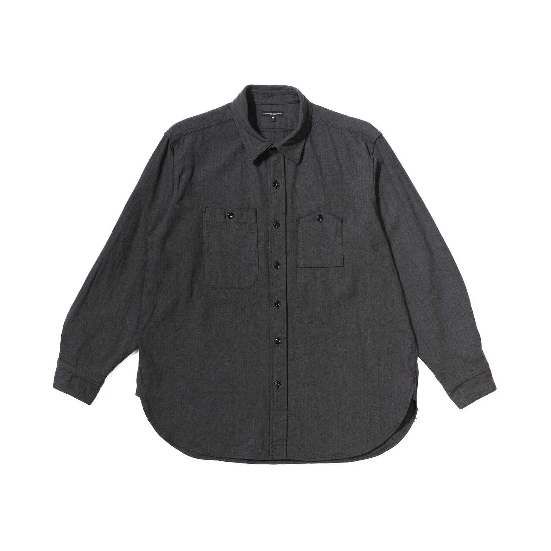 Work Shirt - Dark Grey Cotton Herringbone Flannel