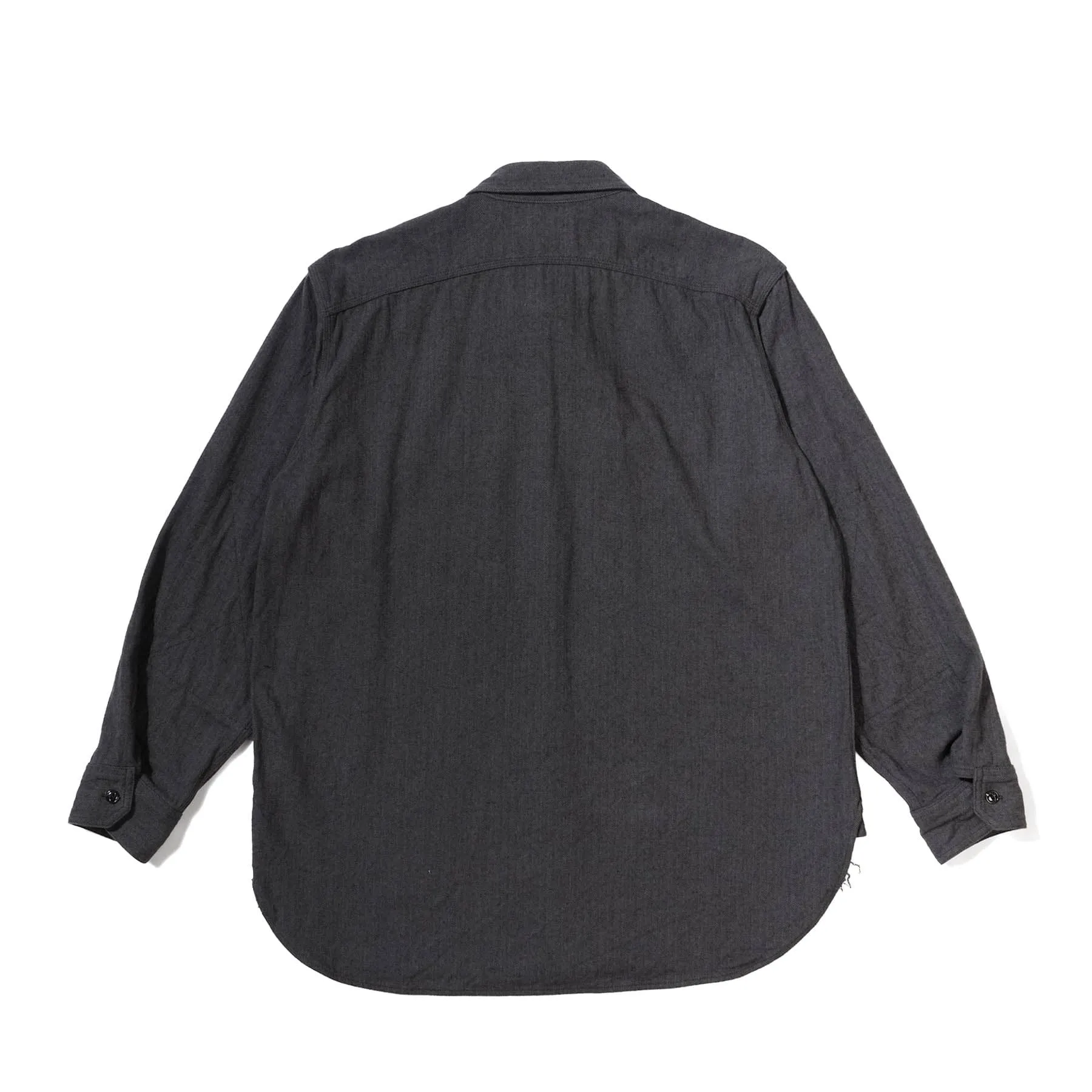 Work Shirt - Dark Grey Cotton Herringbone Flannel