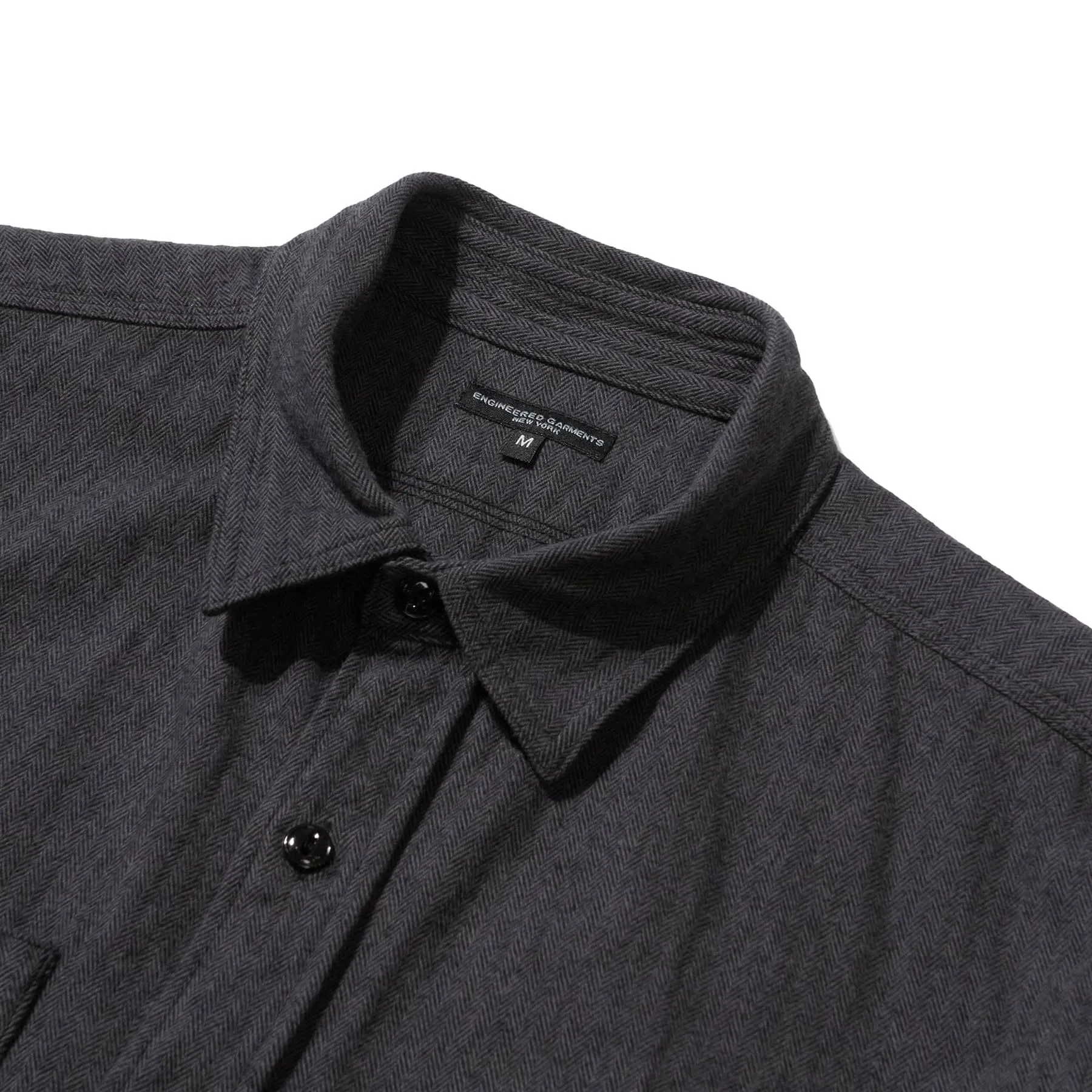 Work Shirt - Dark Grey Cotton Herringbone Flannel