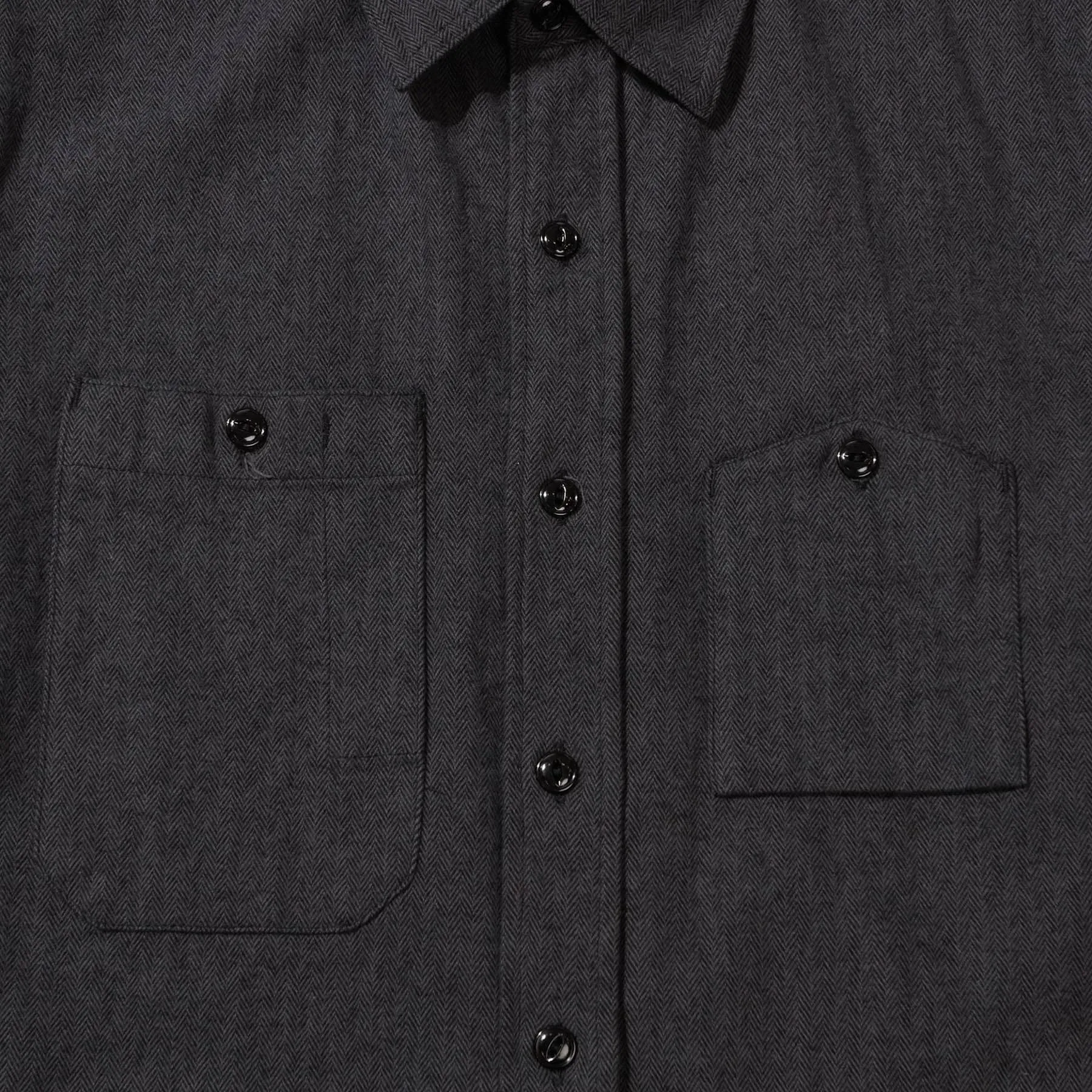 Work Shirt - Dark Grey Cotton Herringbone Flannel