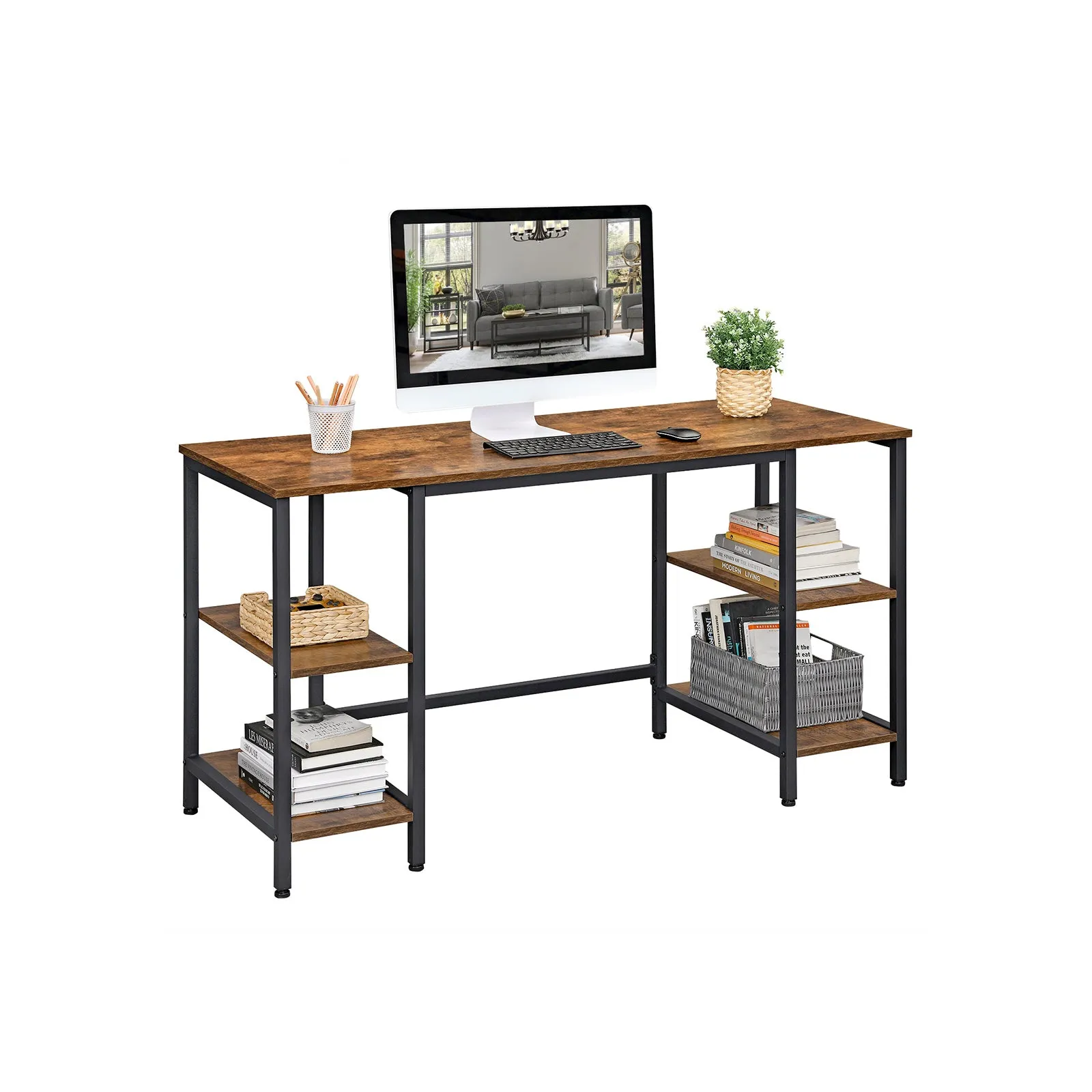 Writing Desk with 4 Shelves