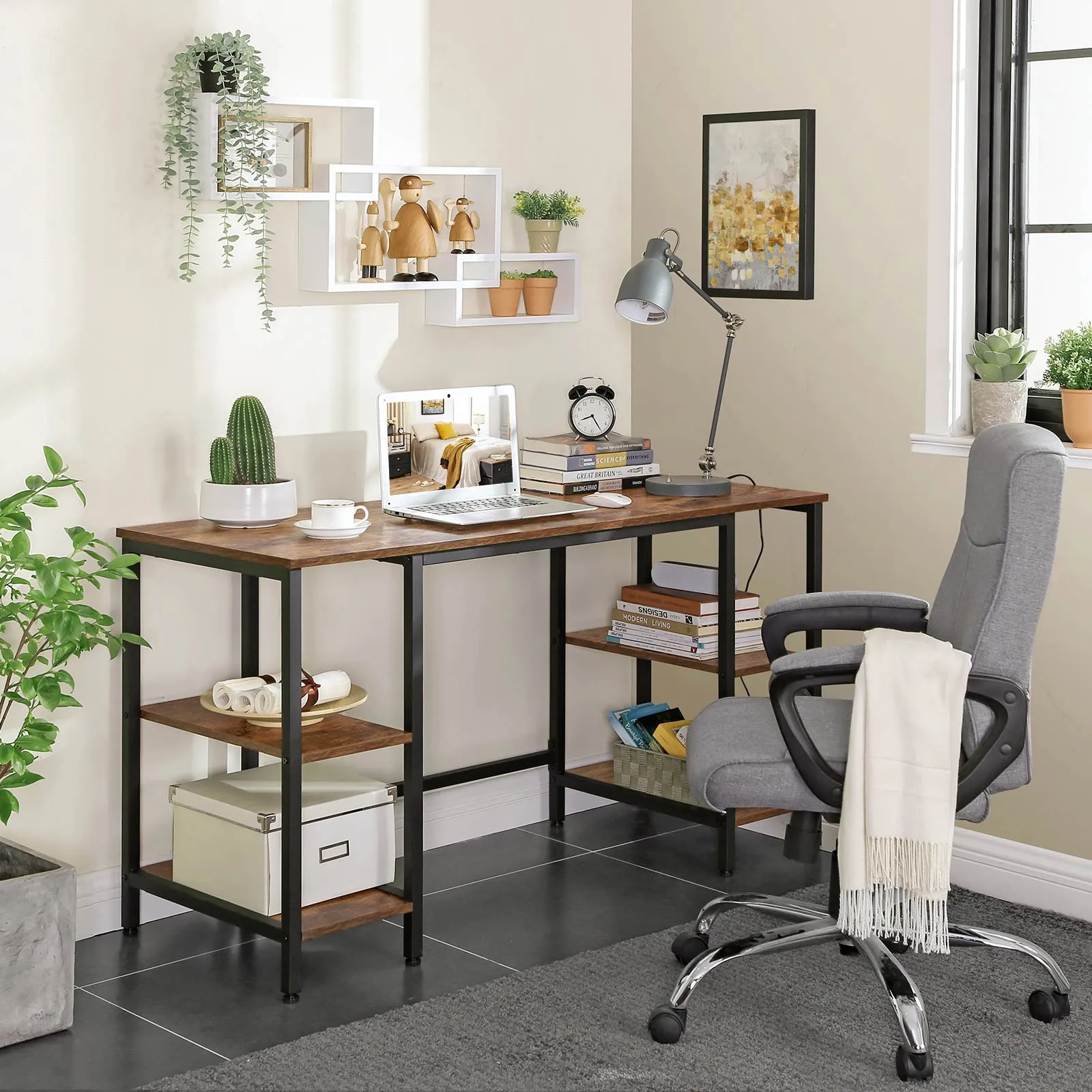 Writing Desk with 4 Shelves