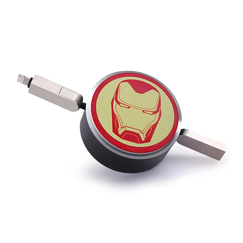 X-Doria Avengers Retractable Charging Data Sync Type-C/Lightning Micro USB Cable