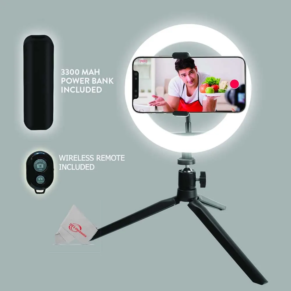 Zoom iQ6 Stereo X/Y Microphone for iPhone/iPad for Recording Audio with 8" LED Ring Light