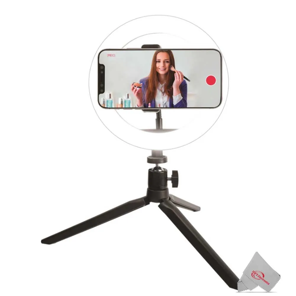 Zoom iQ6 Stereo X/Y Microphone for iPhone/iPad for Recording Audio with 8" LED Ring Light