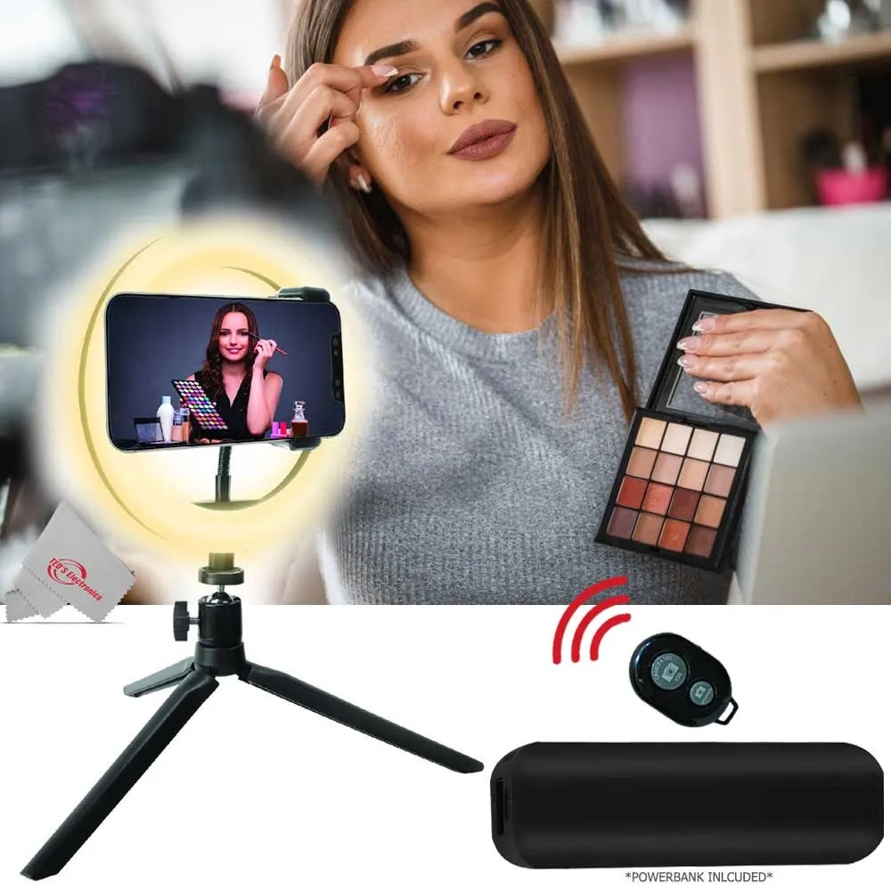 Zoom iQ6 Stereo X/Y Microphone for iPhone/iPad for Recording Audio with 8" LED Ring Light